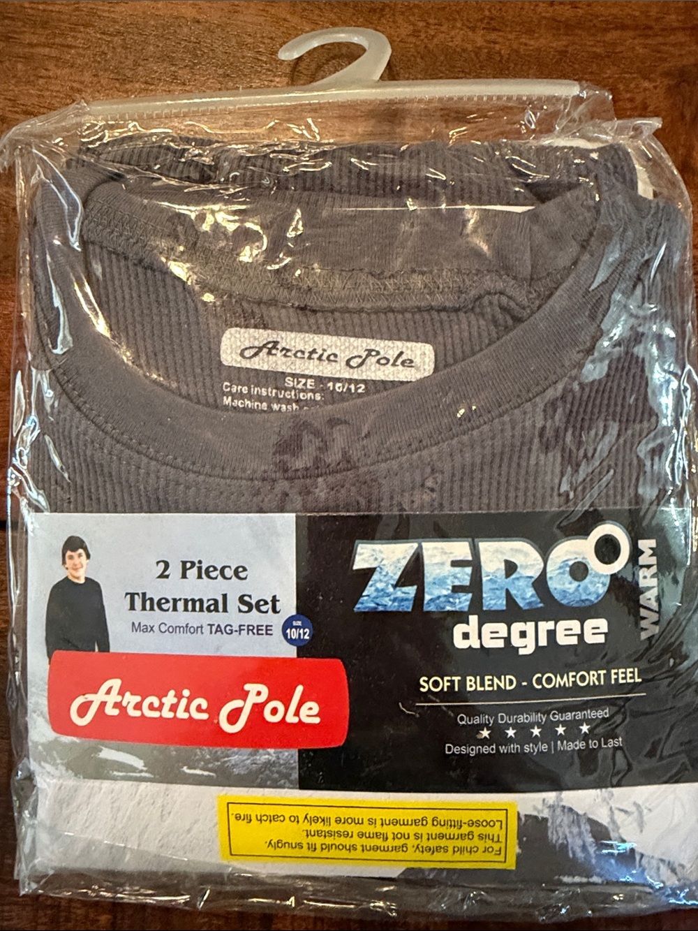 Arctic Pole Kids' 2-Piece Thermal Pajama Set in Gray